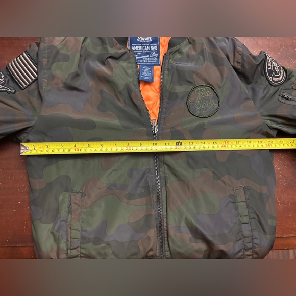 American rag small men’s camo bomber jacket patches elastic vintage embroidery - Picture 4 of 8